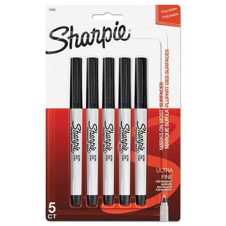 Sharpie Ultra Fine Tip Permanent Marker, Extra-Fine Needle Tip, Black, PK5 37665PP